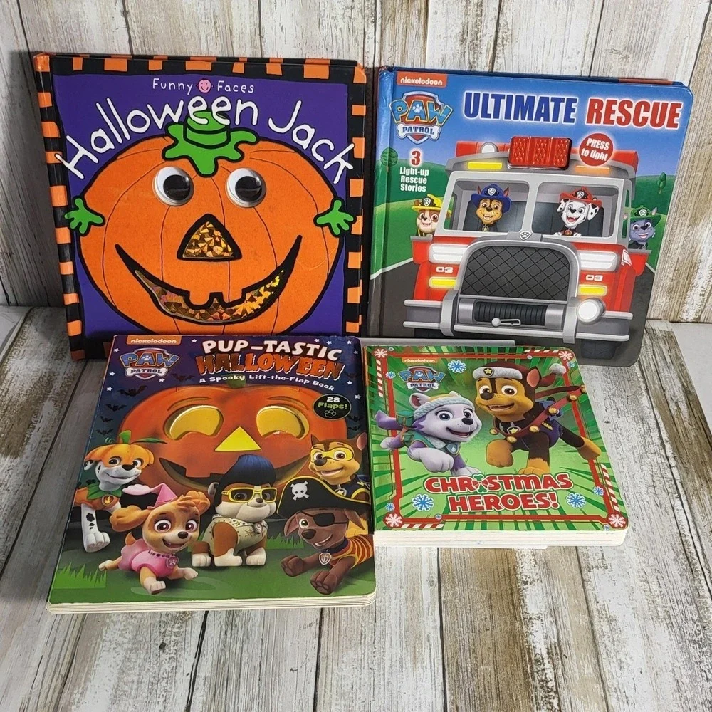 4‎ Paw Patrol Halloween Christmas Sound Books Lot Funny Faces Jack Bundle